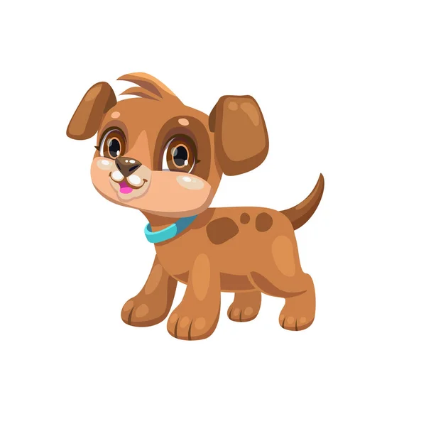 Little cute cartoon brown puppy. Funny young dog — Stock Vector