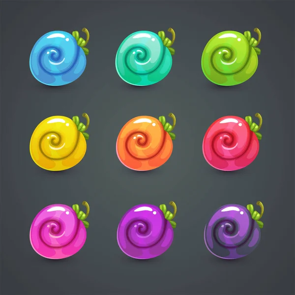 Funny cartoon fantasy fruits, unreal berries set — Vettoriale Stock