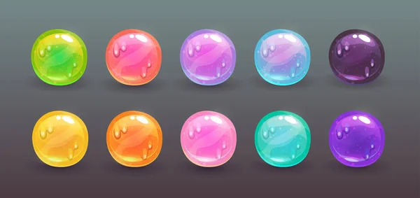 Slime gui elements, round glossy buttons set. —  Vetores de Stock