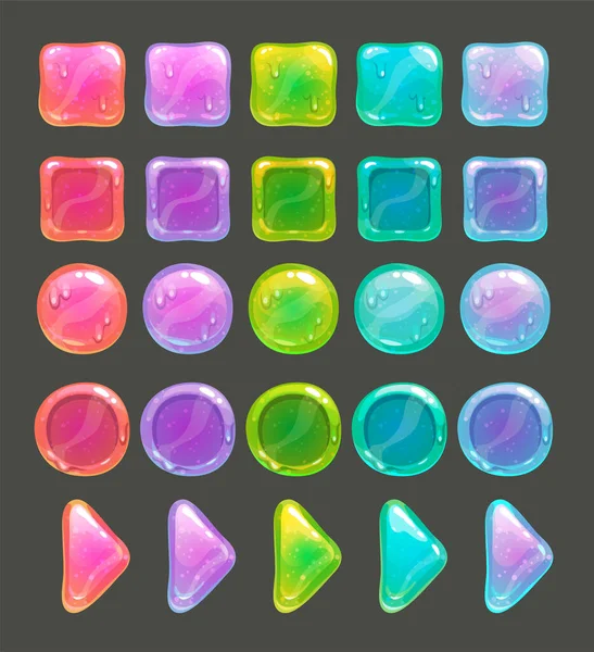 Gui assets, multicilored slime buttons and frames — Vettoriale Stock