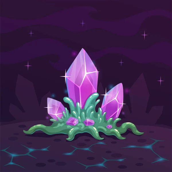 Magic cartoon crystal mushroom. Alien plant asset. — ストックベクタ