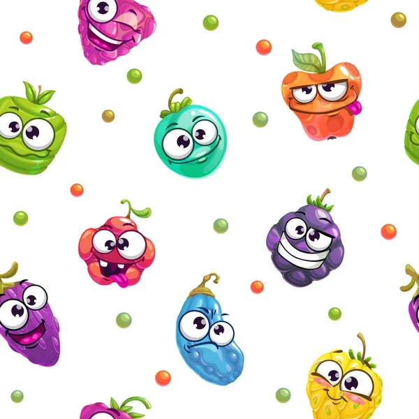 Seamless Pattern Tile Funny Cartoon Fantasy Fruits White Background Childish — Stock Vector