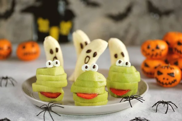 Fantômes Banane Monstres Kiwis Verts Effrayants Pour Fête Halloween — Photo