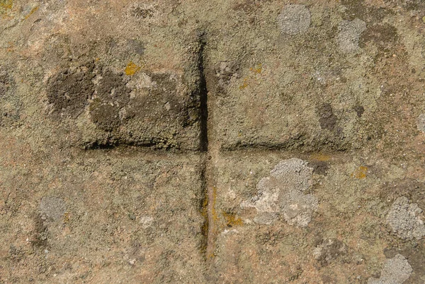 Das Zeichen Des Den Grauen Felsen Gehauenen Kreuzes Bieszczady Gebirge — Stockfoto