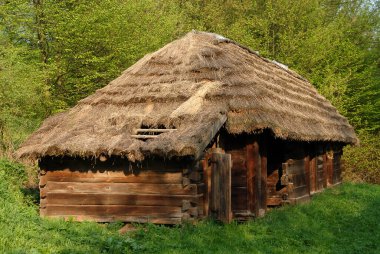 Lublin, Polonya - 30 Eylül 2012: Ahşap sazlı ahır