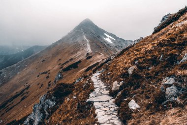Bulutlu bir günde Rocky Dağı manzarası, Tatra Dağları, Polonya