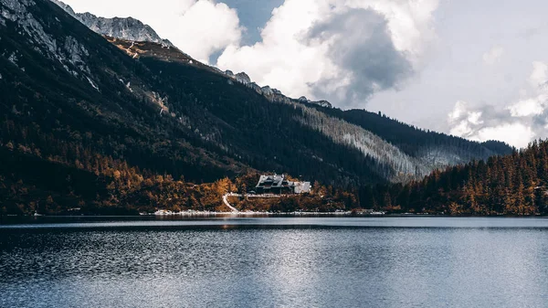 Mountain landscape with a lake in the foreground, Morskie Oko, Tatra Mountains, Poland