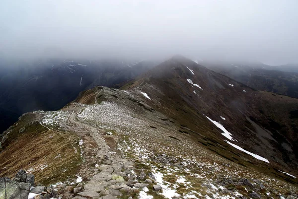 Paisaje Montaña Rocosa Día Nublado Montañas Tatra Polonia — Foto de Stock