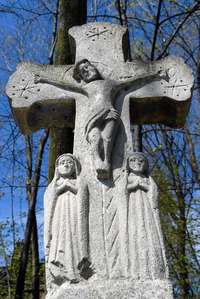 Lublin Polsko Květen 2015 Tradiční Silniční Kamenný Kříž — Stock fotografie
