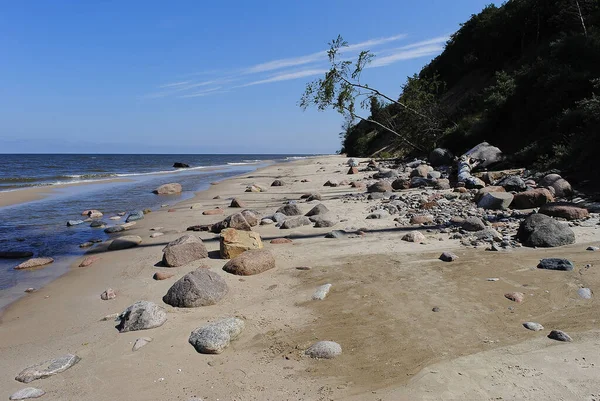 Una Vista Playa Día Soleado Brillante Miedzyzdroje Mar Báltico Polonia —  Fotos de Stock