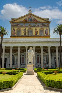 Rome, Italy - June 2000: View of the Basilica of Saint Paul Outside the Walls on a sunny day