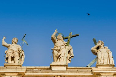 Vatican, Rome, Italy - June 2000: St. Peter's Square, Stone statues on a sunny summer day