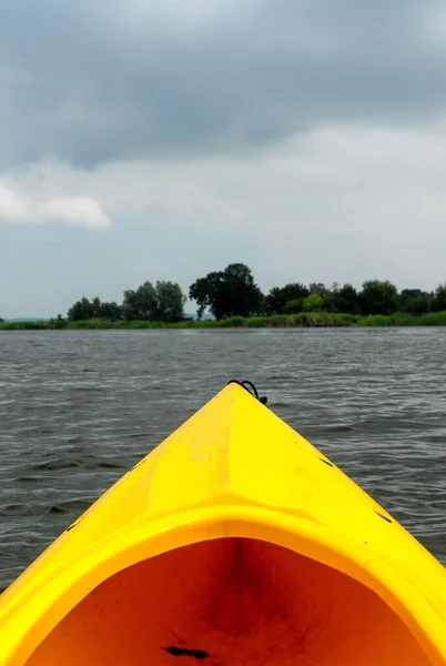 Yellow Canoe Lake Sunny Day Poland — Stock fotografie