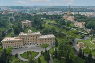 Vatikan, Roma, İtalya - Haziran 2000: Vatikan Bahçeleri 'nin havadan görünüşü