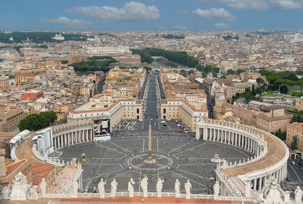 Vatican, Rome, Italy - June 2000: View of St. Peter's Square on a sunny summer day