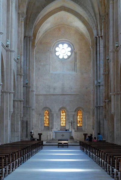 Priverno Italy June 2000 Fossanova Abbey Look Nave Church — 스톡 사진