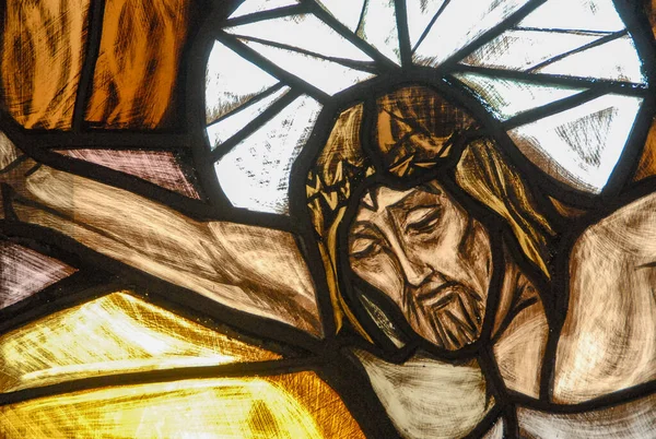 바티칸 이탈리아 2000 Colorful Stained Glass Window Crucifixion Cross Good — 스톡 사진