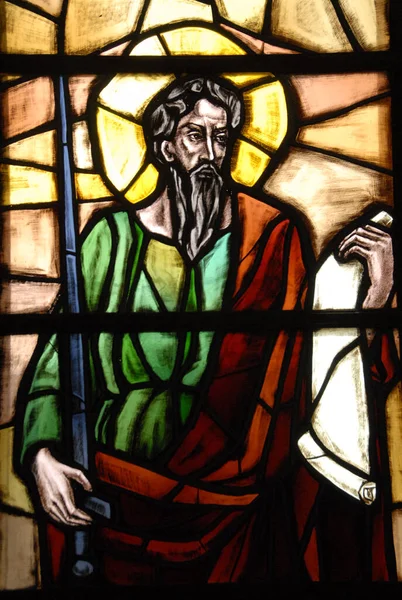 Vatican Italy June 2000 Colorful Stained Glass Window Saint Paul — Foto de Stock