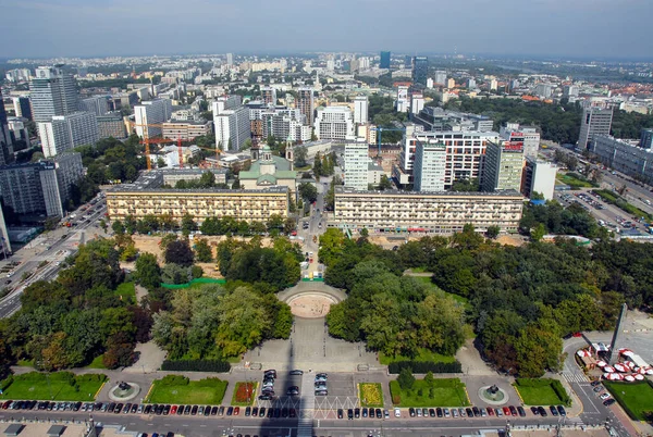 波兰华沙 2010年9月 阳光灿烂的华沙市中心的空中景观 — 图库照片