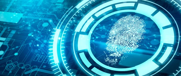 프린트 스캔은 접근을 미래의 진보된 사이버 Biometrics Authentication Identity Concept — 스톡 사진