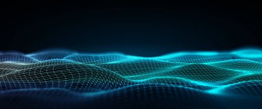 Soyut kablo grafiği düşük, arka planı koyu renkli. Bağlantı yapısı, Fütüristik Çokgen, İletişim ve Ağ. DOF kavramına sahip soyut teknoloji arkaplanı.