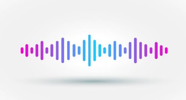 Yüzen Gradyan ses dalgası eşitleyicisi beyaz arkaplanda izole edildi. Vektör illüstrasyonu.