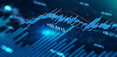 Grafik ve grafiği ticari şamdanlarla doldurun. Finansal statik analiz ve büyüyen finansal tablolar. Çevrimiçi ticaret, Yatırım, Strateji piyasa planı ve borsa dalgalanmaları kavramı.