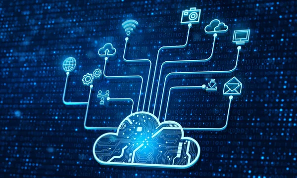 Tecnologia Cloud Computing Rete Archiviazione Internet Con Background Tecnologico Informazioni — Foto Stock
