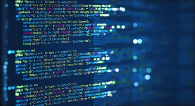 Soyut Modern Programlama Kod Geliştiricisi Teknolojisi. Yazılımın Bilgisayar betiği ve Teknoloji arka planının C Programlama Dili.