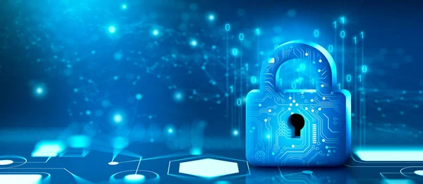 Hangslot Met Sleutelgat Databeveiliging Convergerend Circuit Cybergegevens Privacy Van Informatie — Stockfoto