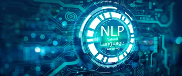Nlp Hologram Screen Technology Abstract Background Natural Language Processing Cognitive — Stockfoto
