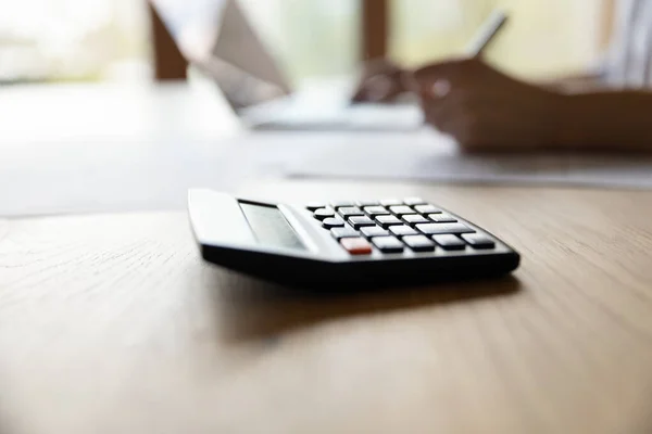 Close up focus on calculator, budget planning concept. — Stock Photo, Image