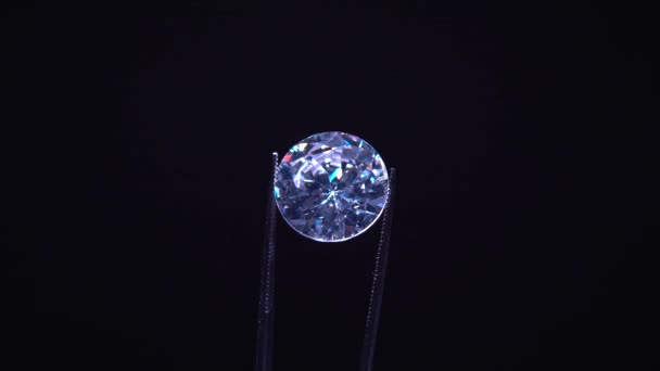 Hand Hålls Pincett Diamant Kvalitet Inspektion Selektivt Fokus Chips Och — Stockvideo