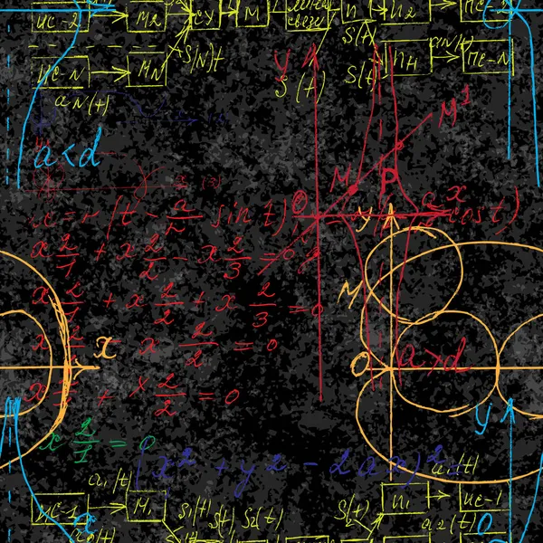 Patrón Sin Costuras Matemáticas Geometría Escritura Interminable Dibujo Varias Soluciones — Vector de stock