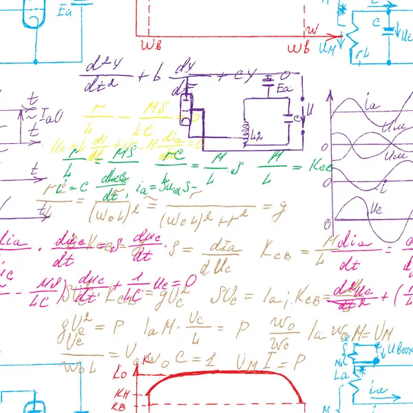 Fondo Científico Sin Fisuras Con Fórmulas Matemáticas Físicas Manuscritas Componentes — Archivo Imágenes Vectoriales