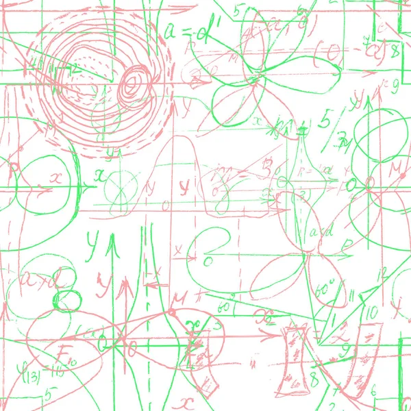 Matemáticas Geometría Patrón Sin Costura Con Escritura Mano Dibujo Varias — Archivo Imágenes Vectoriales