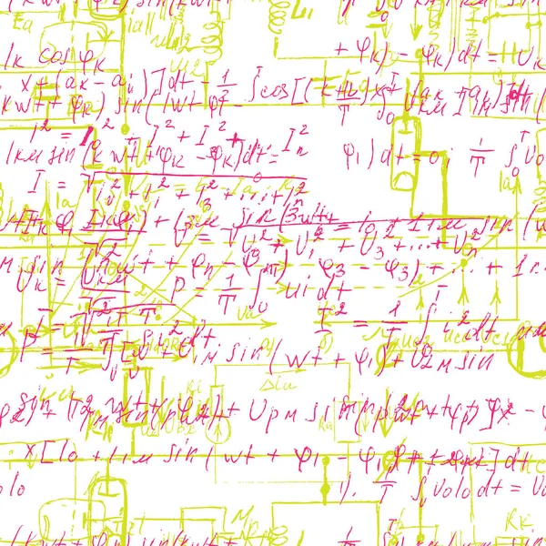 Math Seamless Board Handwritten Mathematical Physics Formulas Proves Vector — Stock Vector