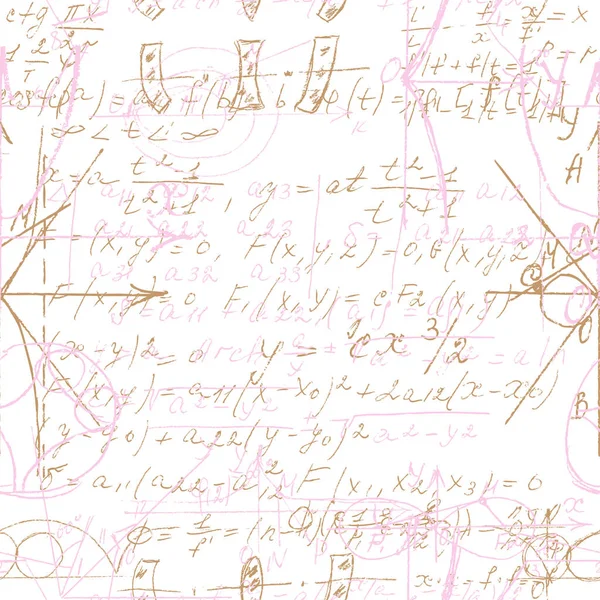 Matemática Padrão Sem Costura Padrão Sem Fim Com Caligrafia Várias — Vetor de Stock