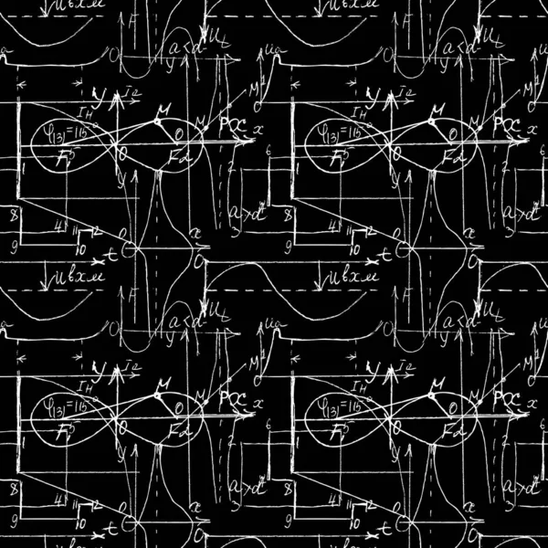 Nahtlos Endloser Musterhintergrund Mit Handgeschriebenen Mathematischen Formeln Mathematischen Beziehungen Oder — Stockvektor