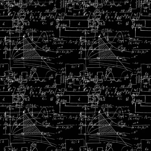 Fondo Patrón Sin Fin Sin Costuras Con Fórmulas Matemáticas Escritas — Vector de stock