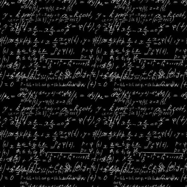 Бесшовная математическая доска с рукописными математическими и физическими формулами и доказывает. Вектор 