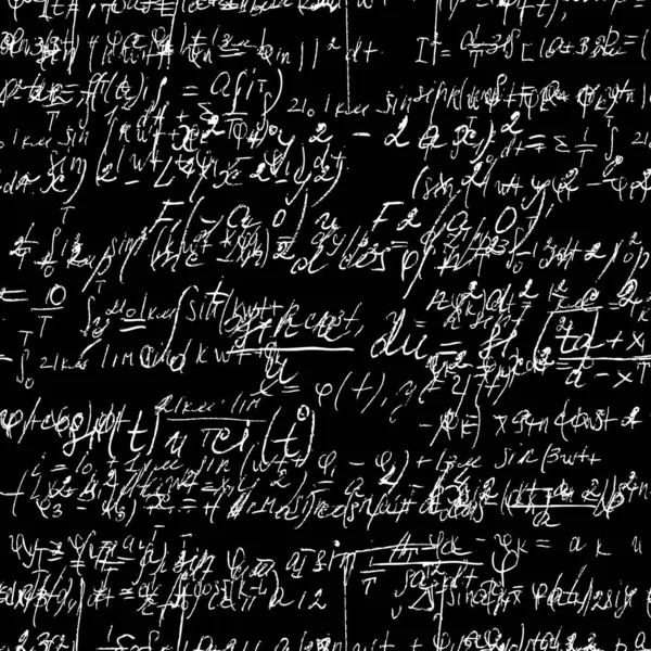 Seamless Math Black Board Handwritten Mathematical Physics Formulas Proves Vector — Stock Vector