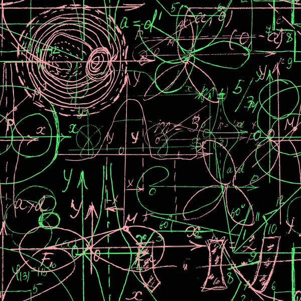 Fondo Científico Color Sin Costuras Con Fórmulas Matemáticas Físicas Manuscritas — Vector de stock