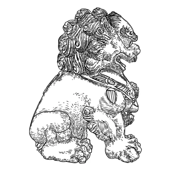 Lion Gardien Impérial Chinois Utilisé Dans Les Palais Les Tombes — Image vectorielle