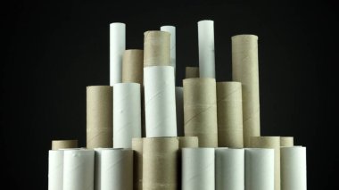 Kendini tecrit ve Covid 19 koronavirüs salgınında boş tuvalet kağıdı ruloları. Covid-19 'un ikinci dalgasında anksiyete, depresyon ve sefaletin dışa vurumu. 2019-ncov karantinası.