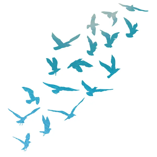 Silhouette Aquarelle Oiseaux Volants Mouettes Sur Fond Blanc Encre Tatouage — Image vectorielle