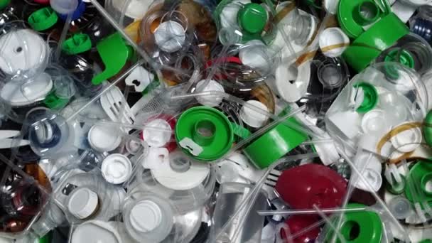 Одноразове Використання Пластикового Сміття Однієї Сім Поінформованість Про Надмірне Забруднення — стокове відео