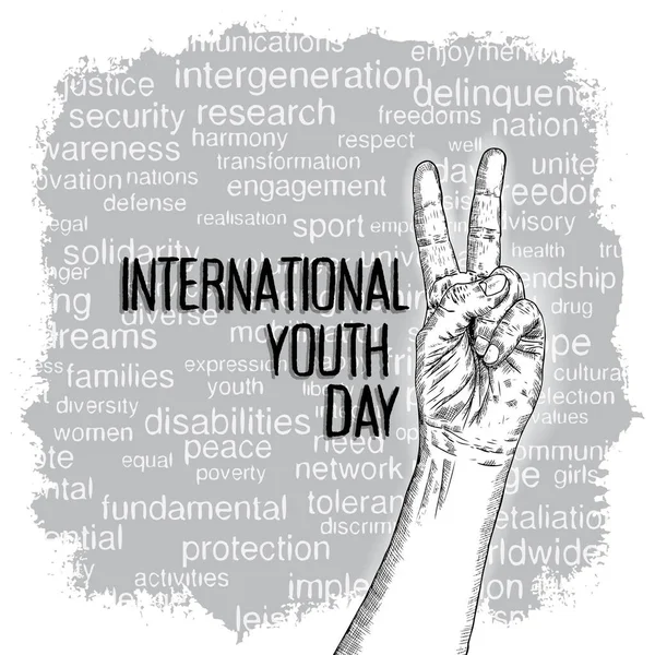 Diseño Del Día Internacional Juventud Celebración Anual Del Agosto Concepto — Archivo Imágenes Vectoriales