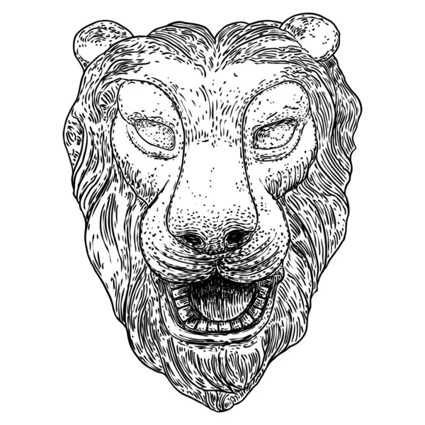 Głowa Tygrysa Dekoracyjna Rycząca Kocia Twarz Emblematy Odznaki Lub Etykiety — Wektor stockowy