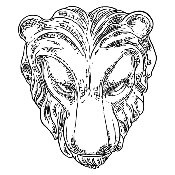 Desenho Decorativo Cabeça Tigre Cara Gato Felino Grande Feita Pedra —  Vetores de Stock